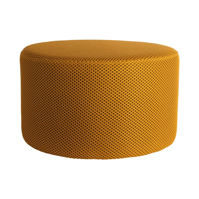 Leitmotiv Pouf Retro Mesh Round – Senfgelb, Ø ca. 50 cm, Höhe ca. 30 cm