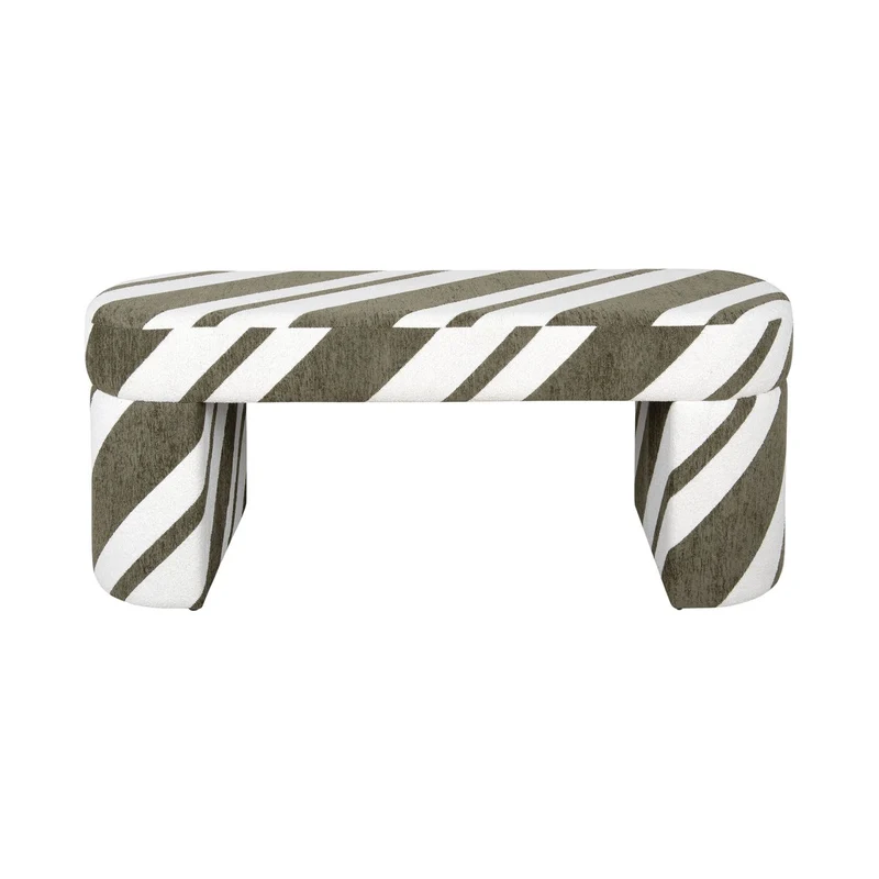 Leitmotiv Polsterbank Agraciado – Olive & White, Höhe ca. 43 cm