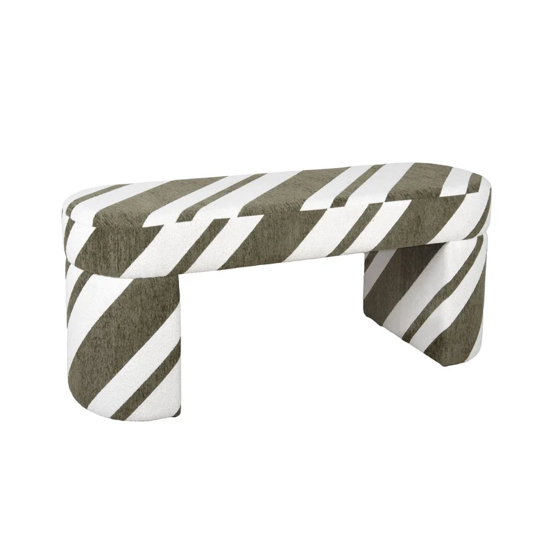 Leitmotiv Polsterbank Agraciado – Olive & White, Höhe ca. 43 cm