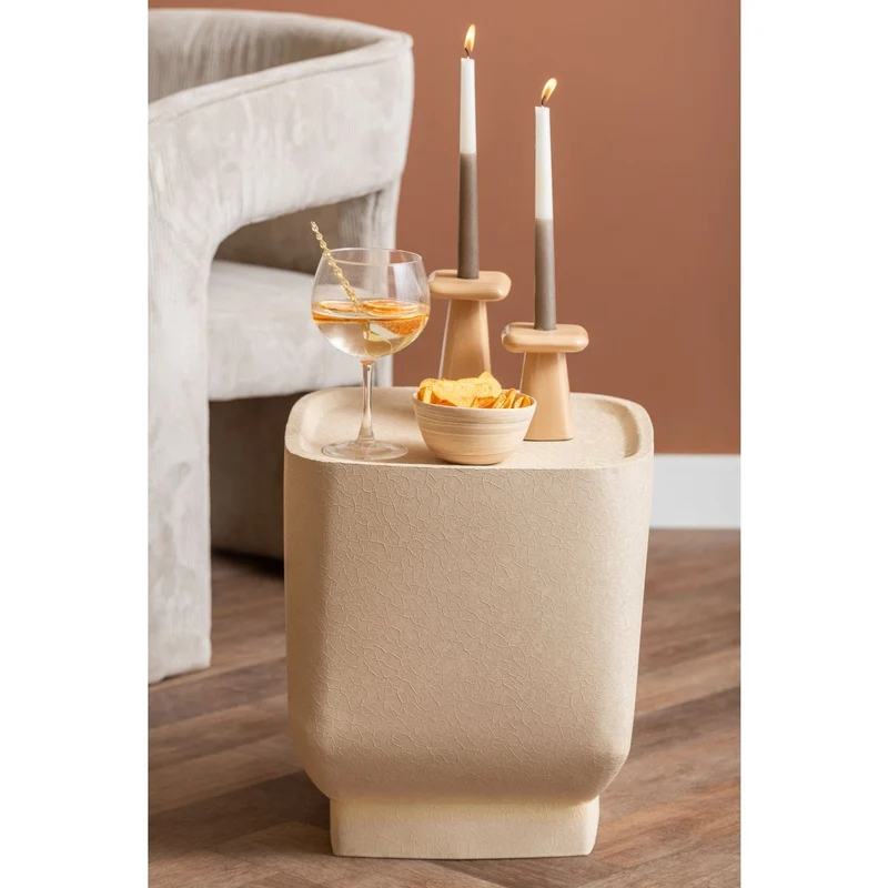 Leitmotiv Beistelltisch Boaz Cuadro – Sand, Eisen, Höhe ca. 40 cm