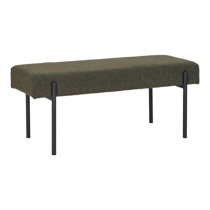 House Nordic Bank Swindon – Dunkelgrün, Stoff und Stahl, 100 × 36 × 42,5 cm