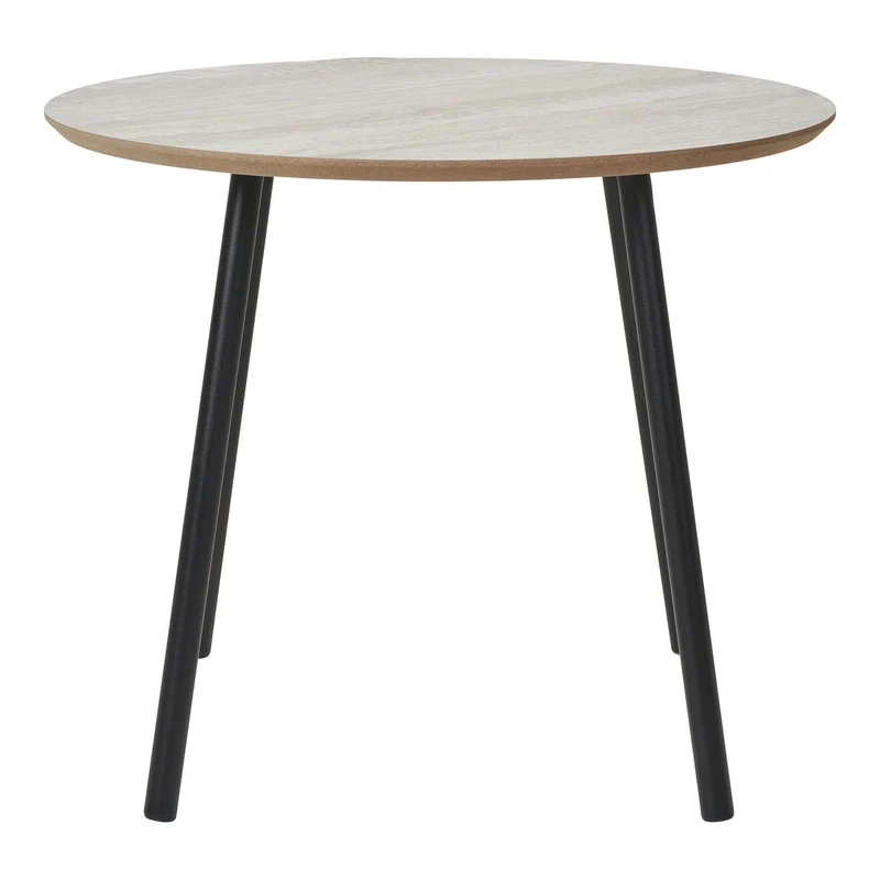 House Nordic Couchtisch Aalst – Travertinoptik und schwarzer Stahl, Ø 55 cm