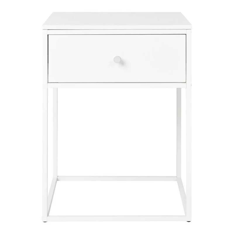 House Nordic Beistelltisch Vita – Stahl und Melamin in Weiß, 40 × 40 × 55 cm