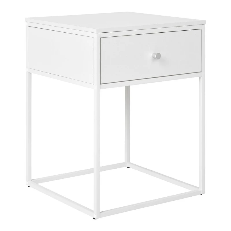 House Nordic Beistelltisch Vita – Stahl und Melamin in Weiß, 40 × 40 × 55 cm