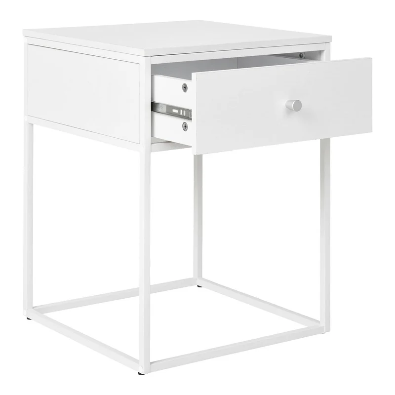 House Nordic Beistelltisch Vita – Stahl und Melamin in Weiß, 40 × 40 × 55 cm