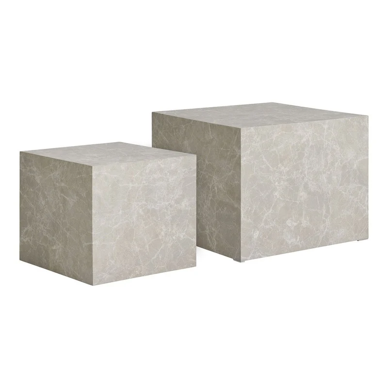 House Nordic Couchtisch Set Prager – Marmoroptik in Beige, 2-teilig