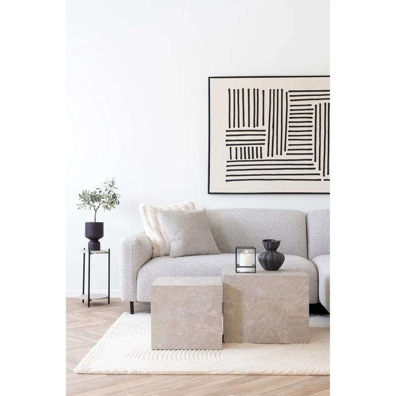 House Nordic Couchtisch Set Prager – Marmoroptik in Beige, 2-teilig