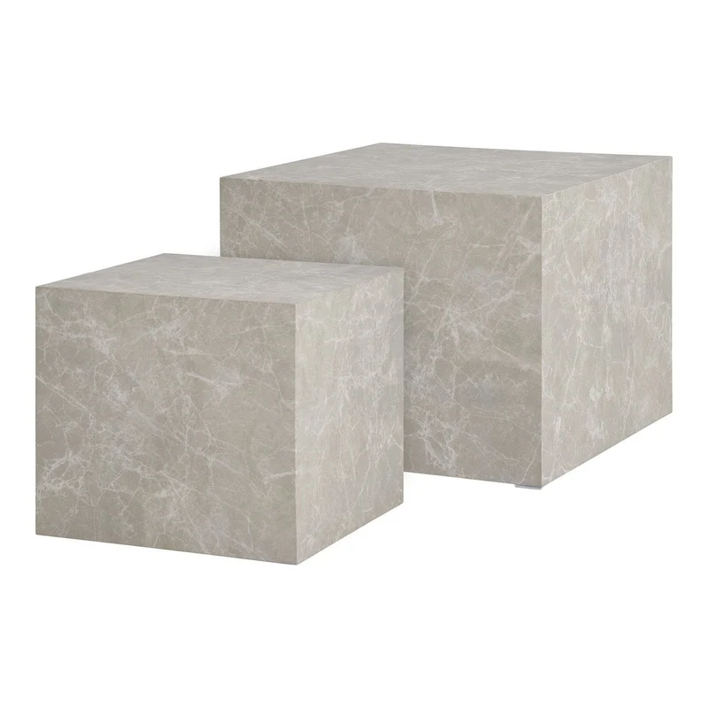 House Nordic Couchtisch Set Prager – Marmoroptik in Beige, 2-teilig