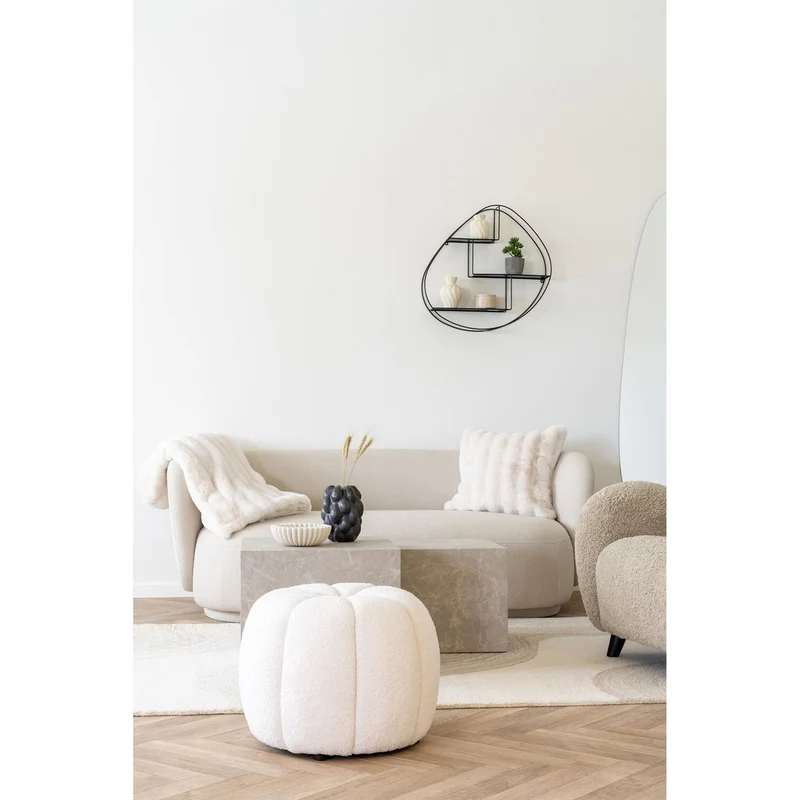 House Nordic Pouf Paisley – gebrochenes Weiß, 48 × 48 × 38 cm