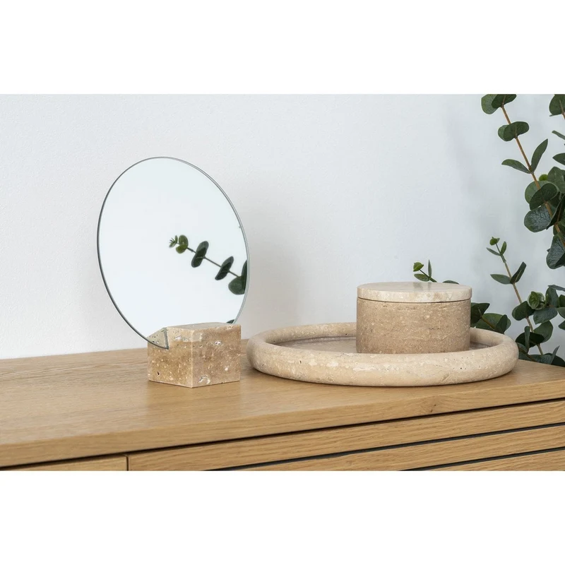 House Nordic Tablett Travertin-Optik – Natur, Ø 25,5 cm