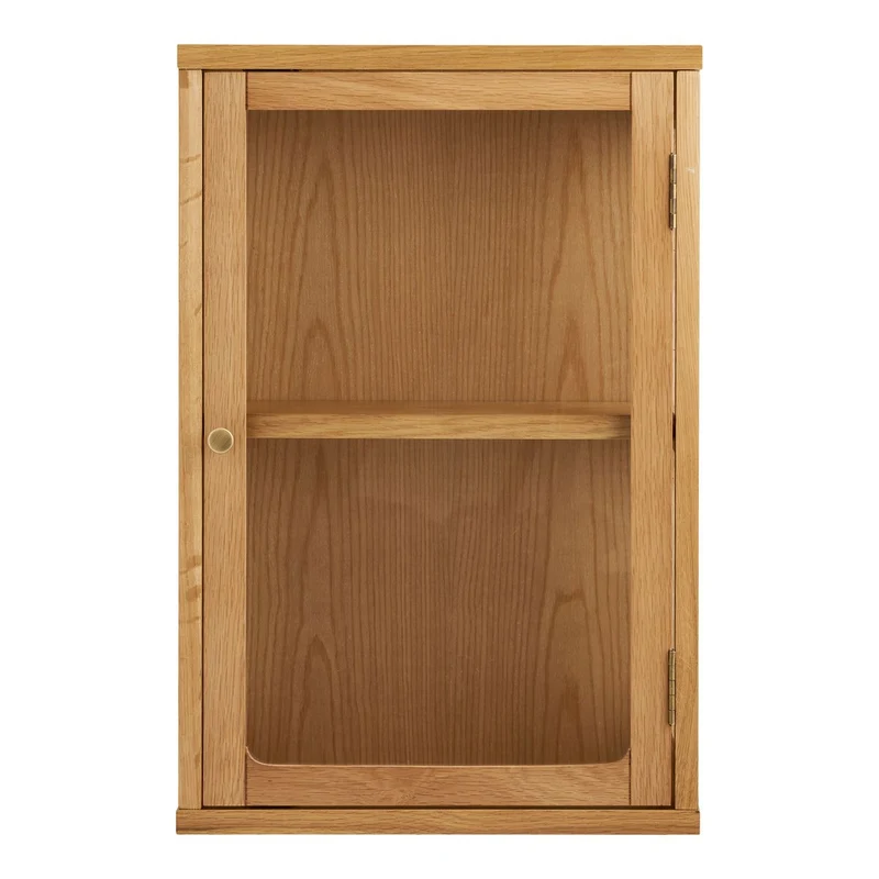 House Nordic Wandschrank Zamora – Eiche/Eichenfurnier/gehärtetes Glas, natur, 20 × 40 × 60 cm