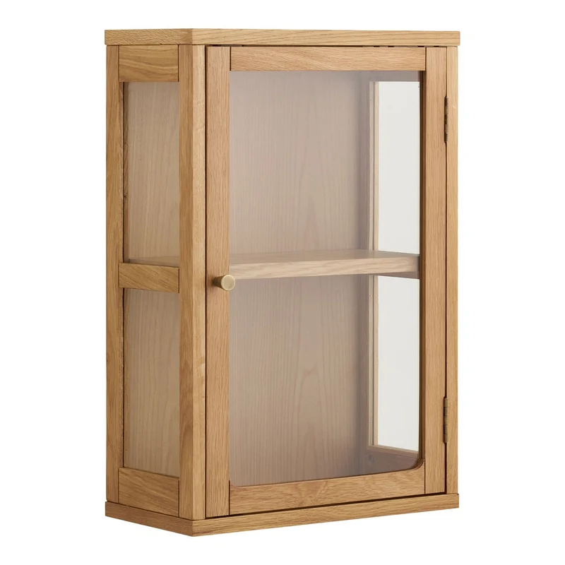 House Nordic Wandschrank Zamora – Eiche/Eichenfurnier/gehärtetes Glas, natur, 20 × 40 × 60 cm
