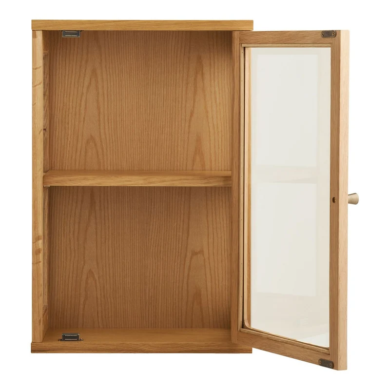 House Nordic Wandschrank Zamora – Eiche/Eichenfurnier/gehärtetes Glas, natur, 20 × 40 × 60 cm
