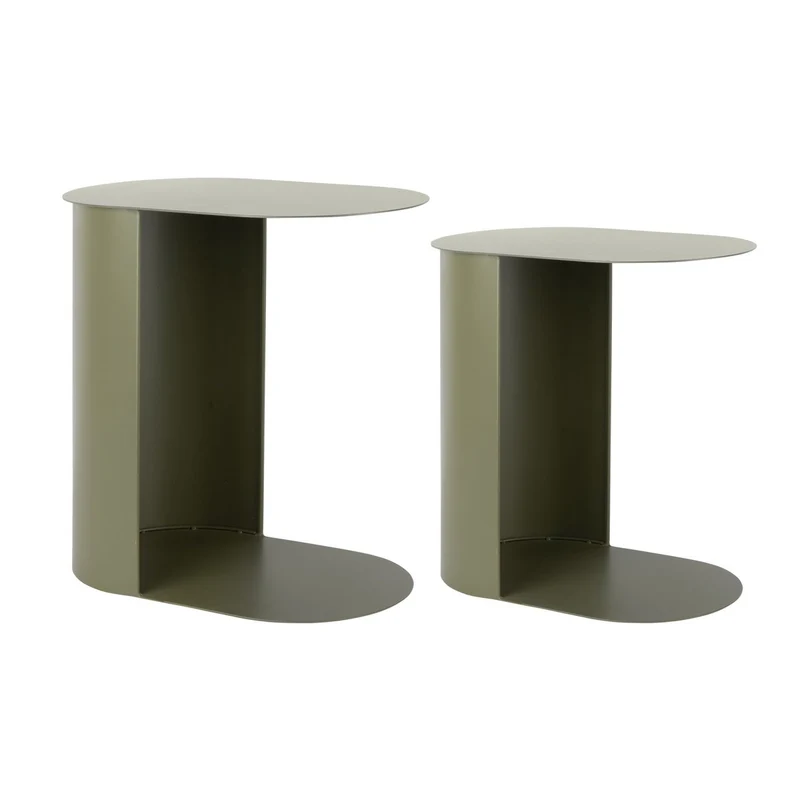 Leitmotiv Beistelltisch Set Riqueza Oval – elegantes in Grün, Eisen, 2er-Set
