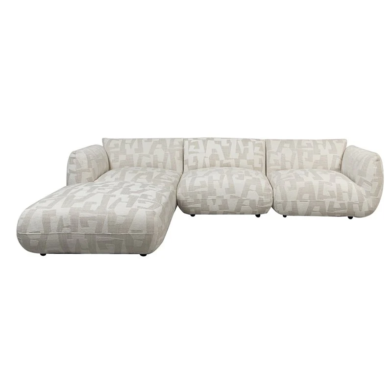 Pole to Pole Sofa Amsterdam 4-Sitzer mit Ottomane – Weiß Glyphen, 300 × 168 cm
