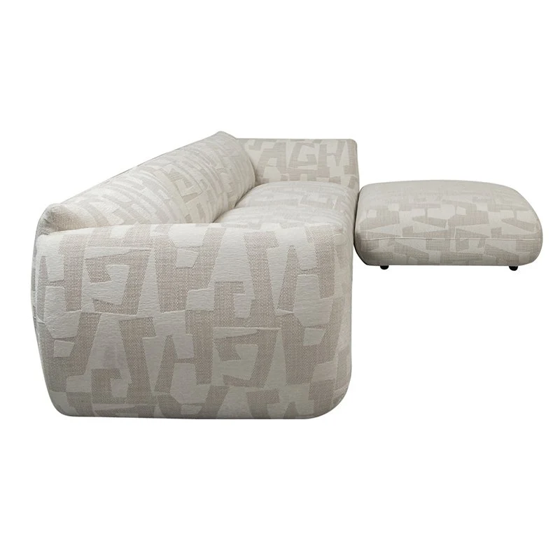 Pole to Pole Sofa Amsterdam 4-Sitzer mit Ottomane – Weiß Glyphen, 300 × 168 cm