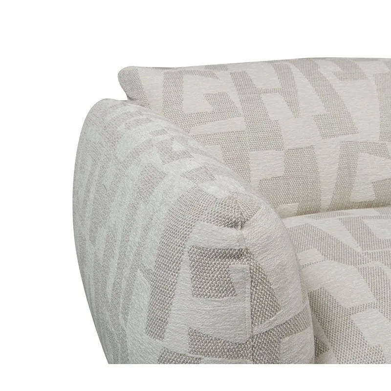 Pole to Pole Sofa Amsterdam 4-Sitzer mit Ottomane – Weiß Glyphen, 300 × 168 cm