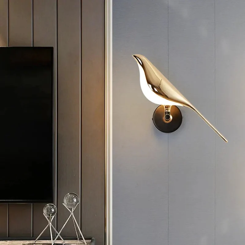 Postmodern Bird Led Wall Lamp Acrylic Bedroom Bedside Wall Sconce Hallway Aisle Staircase Indoor Wall Light Fixtures