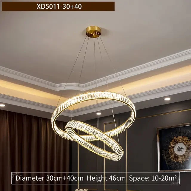 Modern Round Crystal Chandelier Lighting Staircase Chandelier For Dining room Bedroom indoor lighting Kitchen Island Fixtures