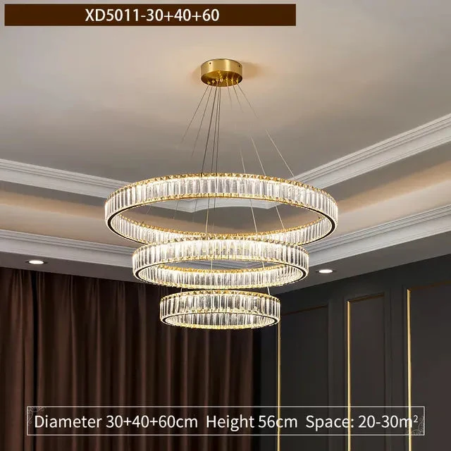 Modern Round Crystal Chandelier Lighting Staircase Chandelier For Dining room Bedroom indoor lighting Kitchen Island Fixtures