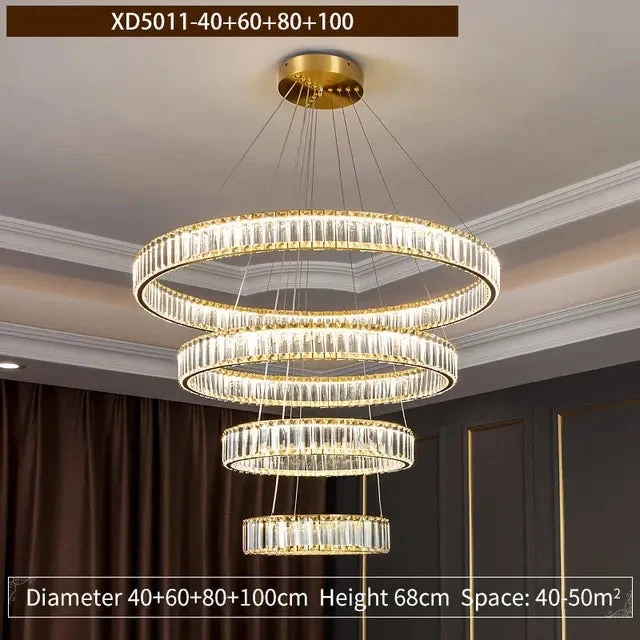 Modern Round Crystal Chandelier Lighting Staircase Chandelier For Dining room Bedroom indoor lighting Kitchen Island Fixtures