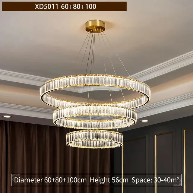 Modern Round Crystal Chandelier Lighting Staircase Chandelier For Dining room Bedroom indoor lighting Kitchen Island Fixtures