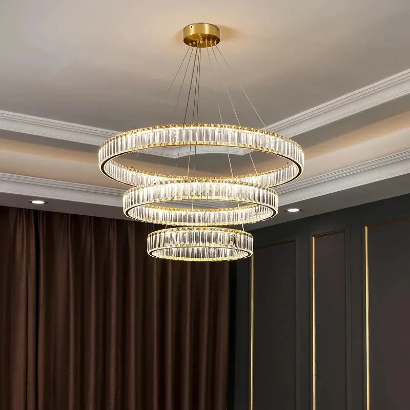 Modern Round Crystal Chandelier Lighting Staircase Chandelier For Dining room Bedroom indoor lighting Kitchen Island Fixtures