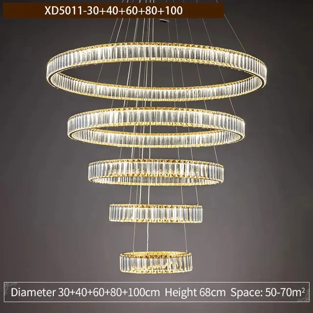 Modern Round Crystal Chandelier Lighting Staircase Chandelier For Dining room Bedroom indoor lighting Kitchen Island Fixtures