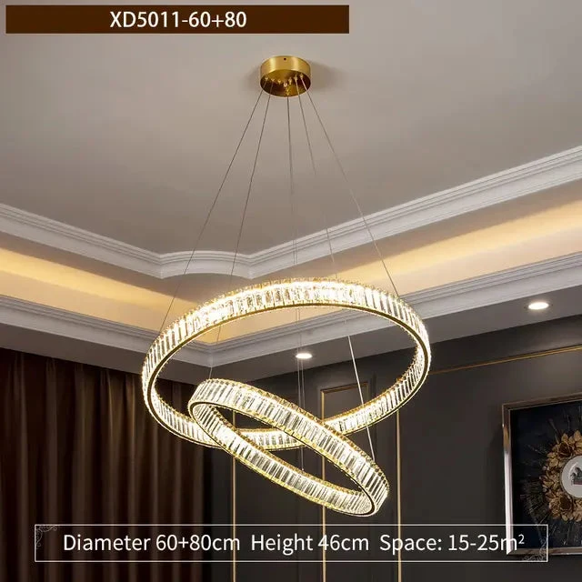 Modern Round Crystal Chandelier Lighting Staircase Chandelier For Dining room Bedroom indoor lighting Kitchen Island Fixtures