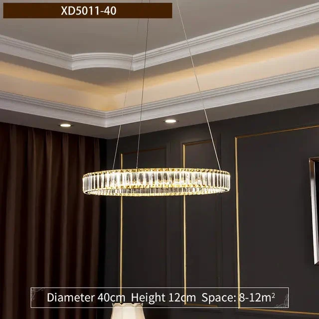 Modern Round Crystal Chandelier Lighting Staircase Chandelier For Dining room Bedroom indoor lighting Kitchen Island Fixtures