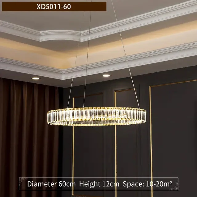 Modern Round Crystal Chandelier Lighting Staircase Chandelier For Dining room Bedroom indoor lighting Kitchen Island Fixtures