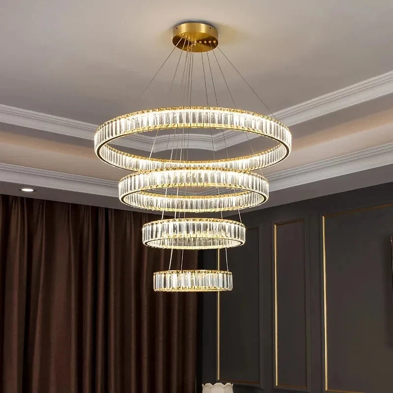 Modern Round Crystal Chandelier Lighting Staircase Chandelier For Dining room Bedroom indoor lighting Kitchen Island Fixtures