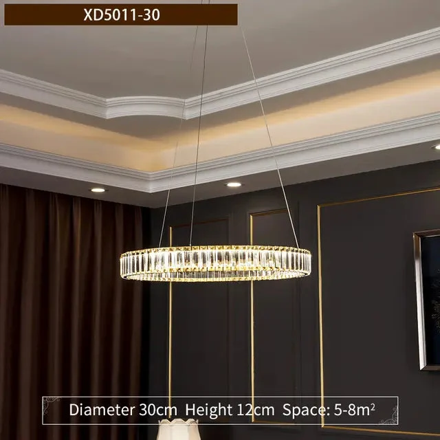 Modern Round Crystal Chandelier Lighting Staircase Chandelier For Dining room Bedroom indoor lighting Kitchen Island Fixtures