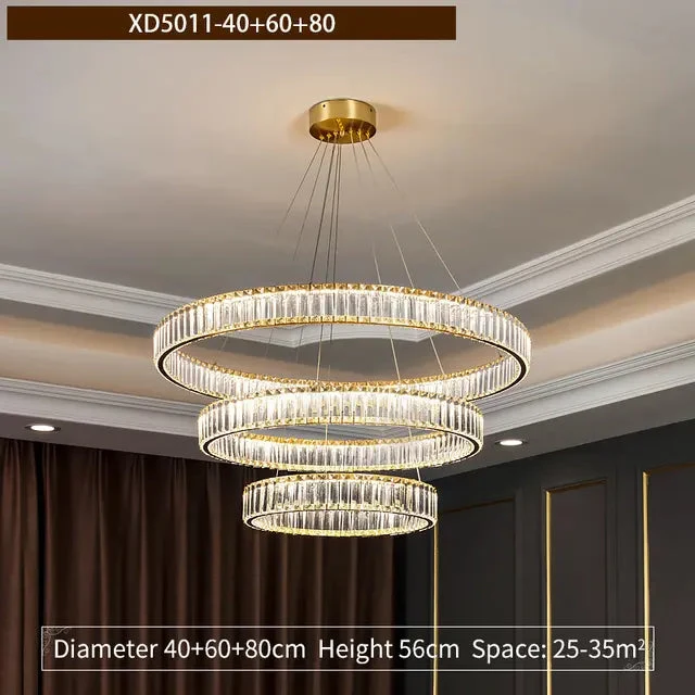Modern Round Crystal Chandelier Lighting Staircase Chandelier For Dining room Bedroom indoor lighting Kitchen Island Fixtures