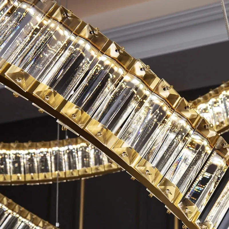 Modern Round Crystal Chandelier Lighting Staircase Chandelier For Dining room Bedroom indoor lighting Kitchen Island Fixtures