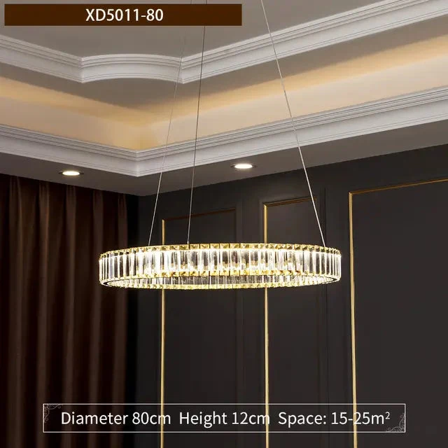 Modern Round Crystal Chandelier Lighting Staircase Chandelier For Dining room Bedroom indoor lighting Kitchen Island Fixtures