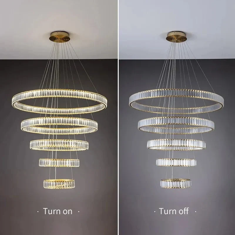 Modern Round Crystal Chandelier Lighting Staircase Chandelier For Dining room Bedroom indoor lighting Kitchen Island Fixtures