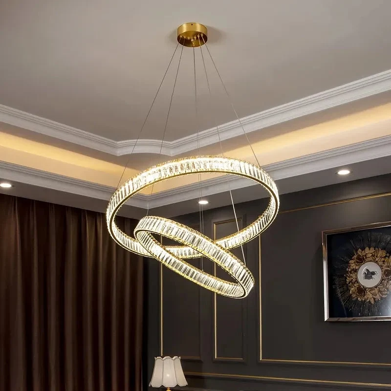 Modern Round Crystal Chandelier Lighting Staircase Chandelier For Dining room Bedroom indoor lighting Kitchen Island Fixtures