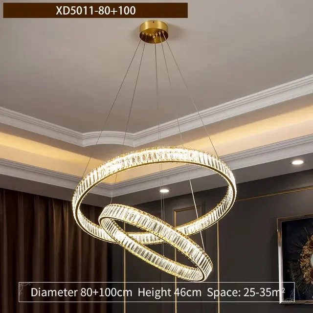 Modern Round Crystal Chandelier Lighting Staircase Chandelier For Dining room Bedroom indoor lighting Kitchen Island Fixtures
