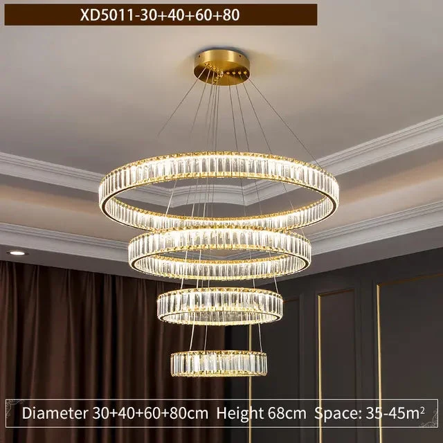 Modern Round Crystal Chandelier Lighting Staircase Chandelier For Dining room Bedroom indoor lighting Kitchen Island Fixtures