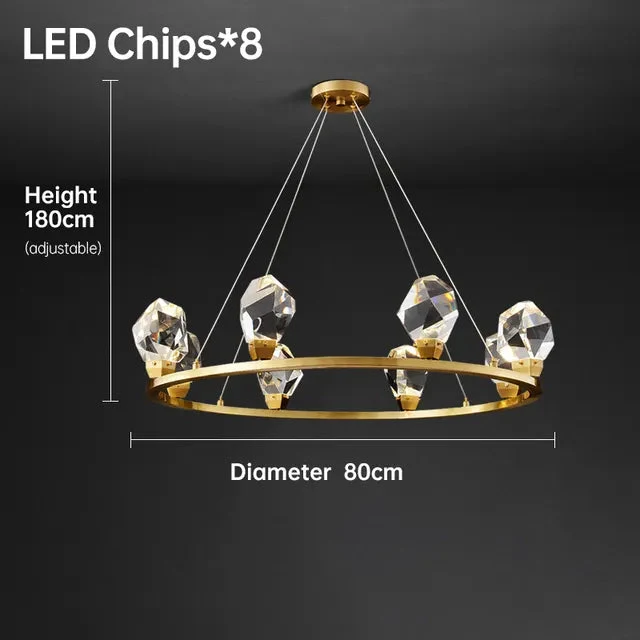 Luxury living room chandelier modern atmosphere full copper ice Ling dining room bedroom lamps Nordic crystal lamps