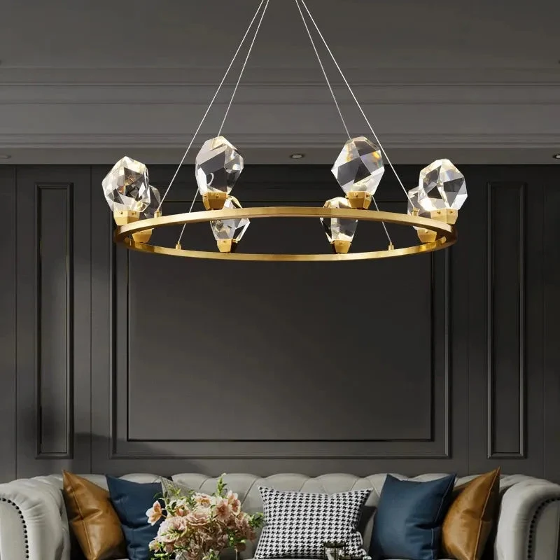 Luxury living room chandelier modern atmosphere full copper ice Ling dining room bedroom lamps Nordic crystal lamps