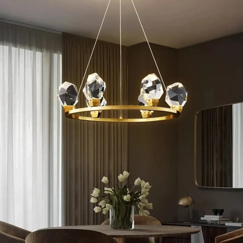 Luxury living room chandelier modern atmosphere full copper ice Ling dining room bedroom lamps Nordic crystal lamps