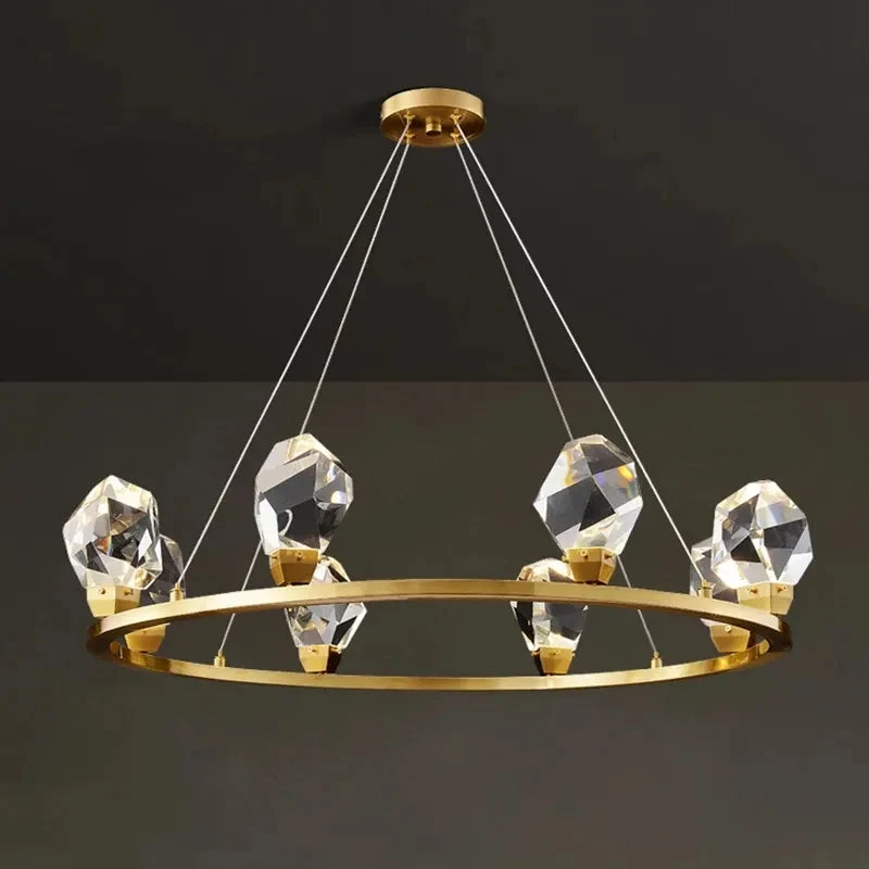 Luxury living room chandelier modern atmosphere full copper ice Ling dining room bedroom lamps Nordic crystal lamps