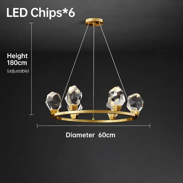 Luxury living room chandelier modern atmosphere full copper ice Ling dining room bedroom lamps Nordic crystal lamps