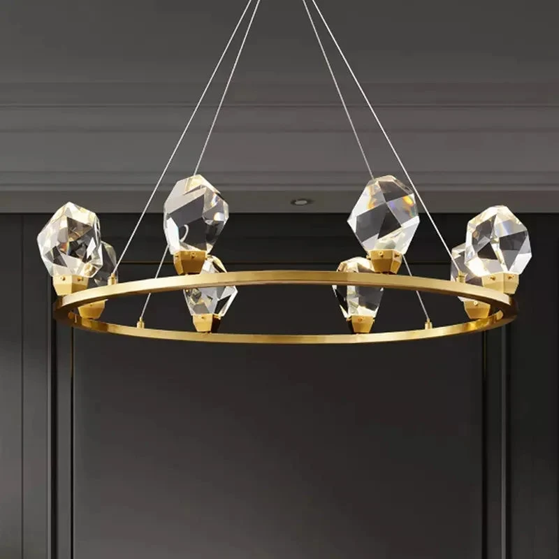 Luxury living room chandelier modern atmosphere full copper ice Ling dining room bedroom lamps Nordic crystal lamps