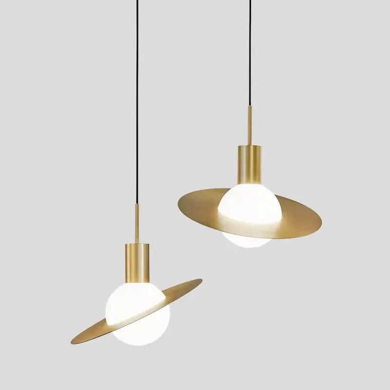 Nordic personality copper glass ball chandelier simple creative dining room living room bedroom head of bed designer