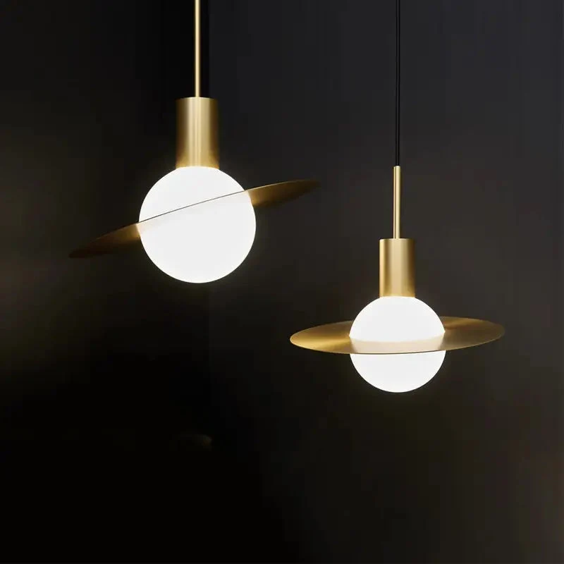 Nordic personality copper glass ball chandelier simple creative dining room living room bedroom head of bed designer