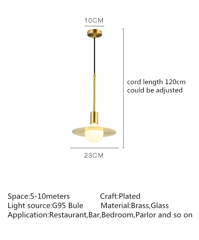 Nordic personality copper glass ball chandelier simple creative dining room living room bedroom head of bed designer