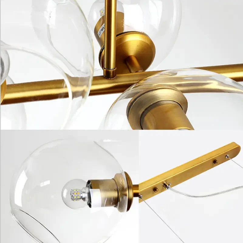 Nordic creative bedroom dining room chandelier modern minimalist long living room magic bean glass molecular bubble chandelier